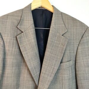 Oscar De La Renta Men 42L Gray Check Wool Blazer Sport Coat Casual Preppy Y2K